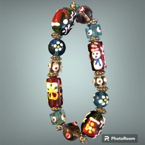 Blown glass Christmas bracelet